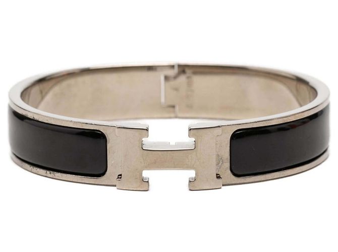 Hermès Pulseira de esmalte Click H PM Hermes Preto Prata 