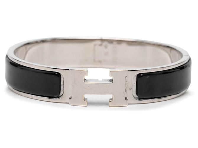 Hermès Hermes Click Enamel Charm Bracelet Black Silvery 
