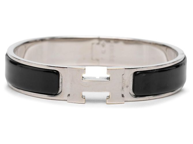 Hermès Bracelet Click Enamel Hermes Noir Argenté 