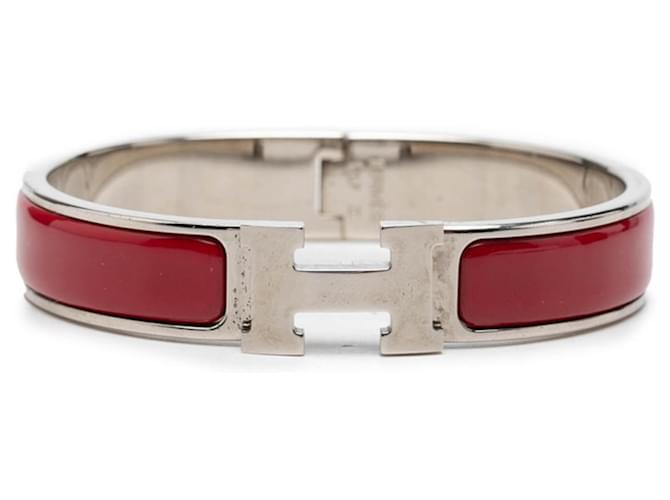 Hermès Pulsera de esmalte Click H PM Hermes Plata Roja 