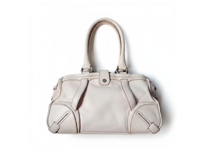 Triomphe Céline Celine Luggage Sac à main en cuir crème Beige