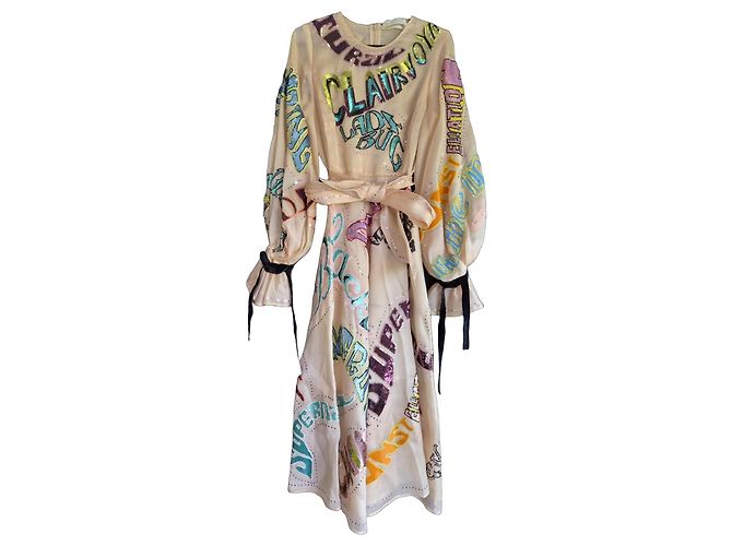 Zimmermann Vestido midi de seda Ladybeetle Sequin Multicor Bege