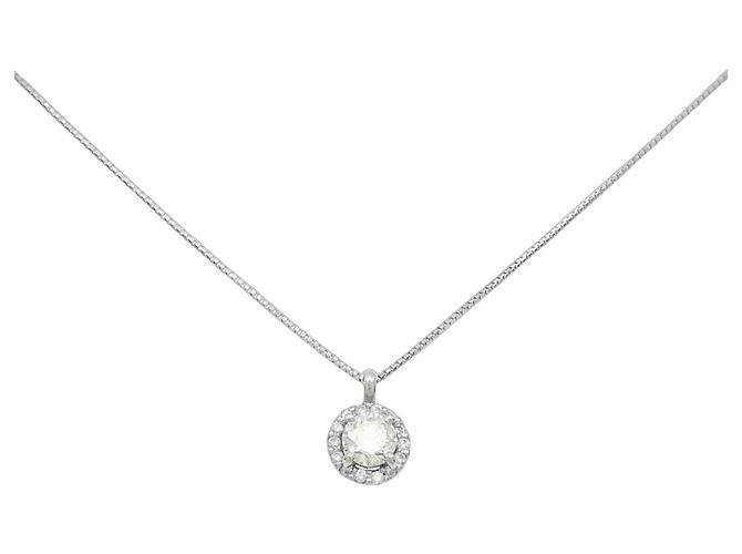 Autre Marque Platin-Diamant-Halskette Silber