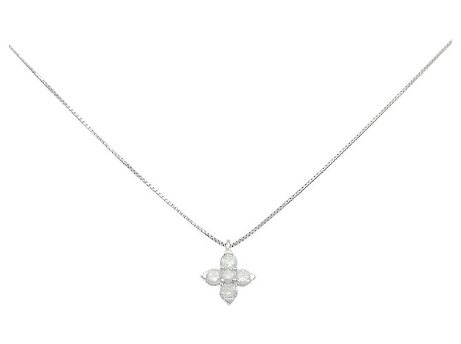 Autre Marque Platin-Diamant-Halskette Silber