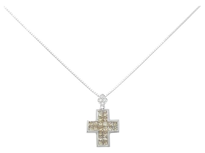 Autre Marque Collar de oro blanco Au750 y diamantes Plata