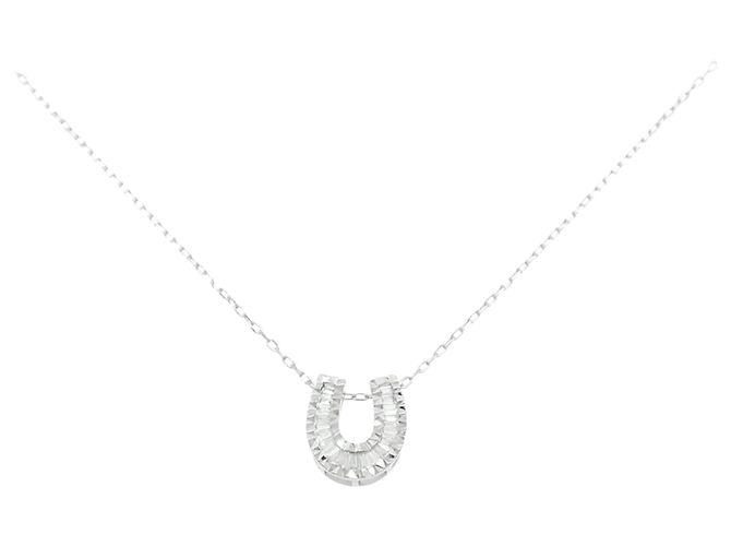 Autre Marque Au750 Horseshoe Diamant-Halskette Silber