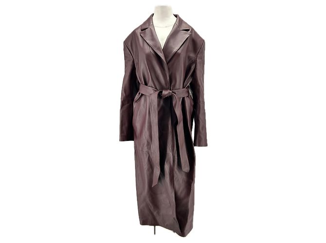 Trench de couro bordeaux Magda Butrym