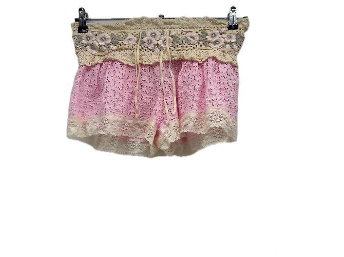 Autre Marque Short transparente creme e rosa