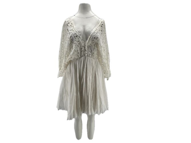 Autre Marque Vestido FP ONE blanco de algodón con cuello en V