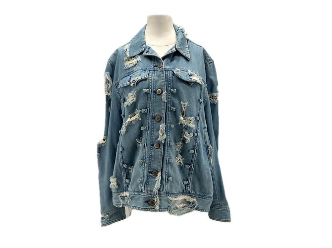 Autre Marque Jeansjacke mit Löchern Blau