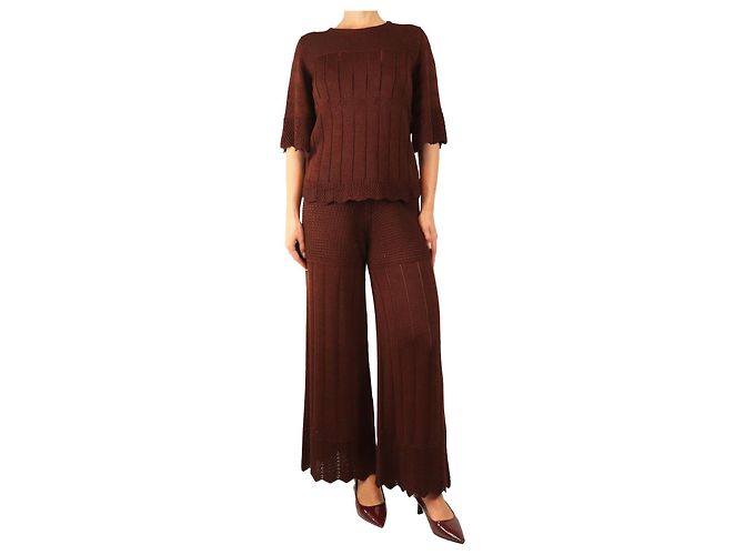 Eres Brown open-knit top and trouser set - size Castaño