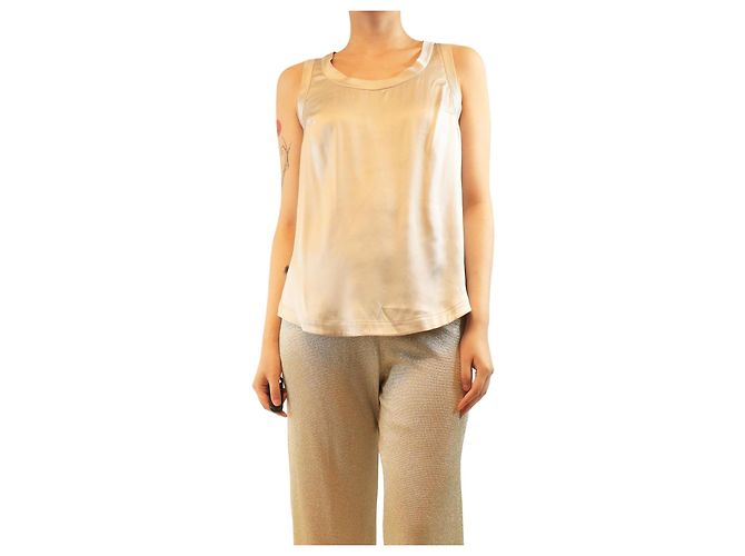 Brunello Cucinelli Neutrales Satin-Tanktop mit Rundhalsausschnitt - Größe M