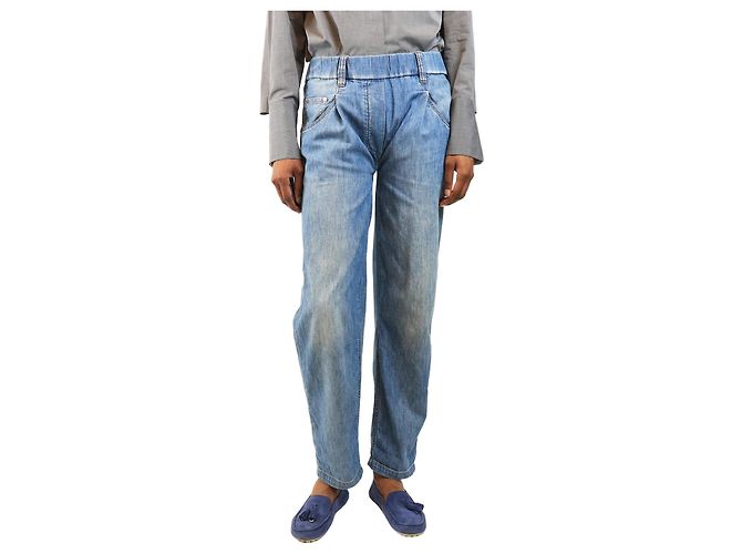 Brunello Cucinelli Blue elasticated jeans - size UK 8