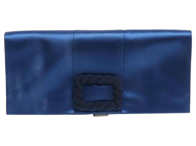 Roger Vivier Blaue Satin-Clutch