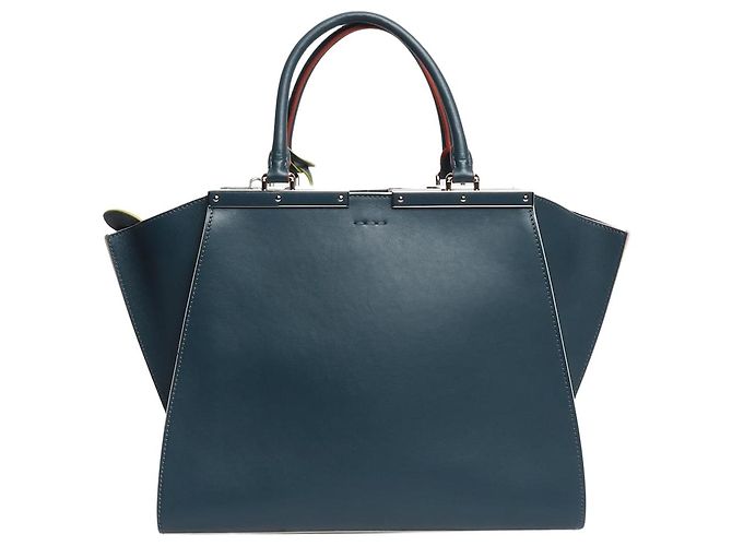 Fendi Borsa 2way in pelle blu 3Jours