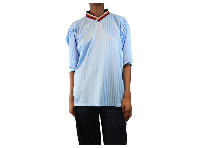Autre Marque Hellblau gestreiftes Fußballtrikot - Größe XS