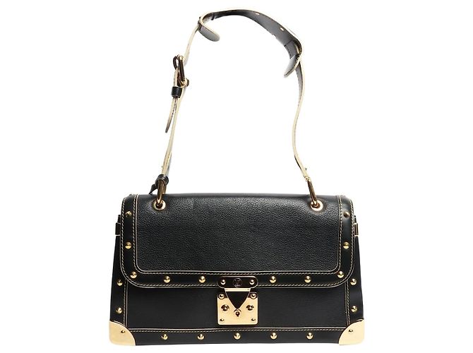 Louis Vuitton Bolsa de ombro preta com tachas 2007 Preto