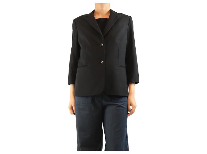 The row Black wool-blend blazer - size UK 16