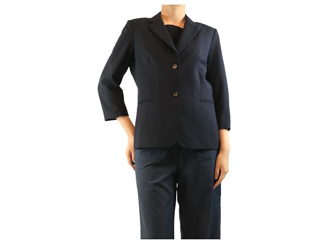 The row Navy wool-blend blazer - size UK 16 Navy blue