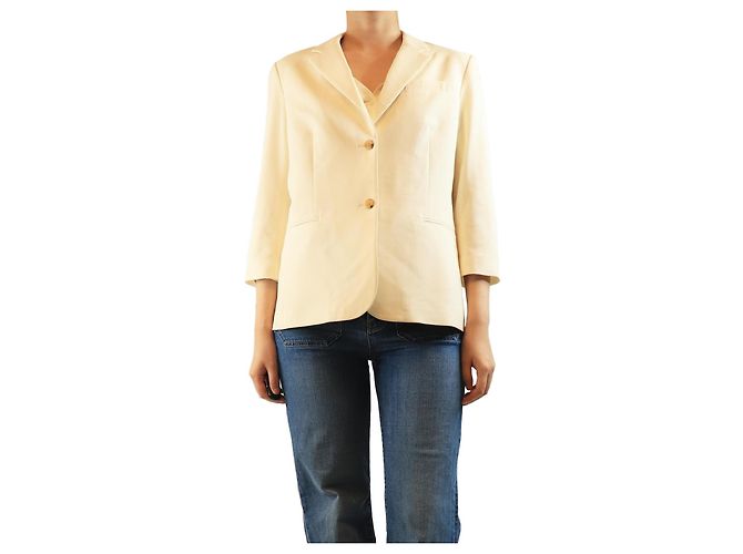 The row Cream wool-blend blazer - size UK 16