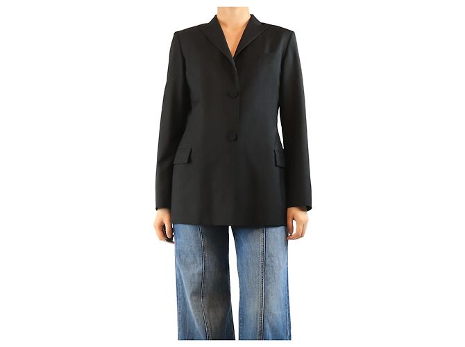 Jil Sander Black silk blazer - size UK 12