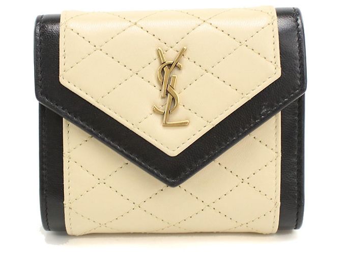 Cartera de piel de cordero beige Saint Laurent