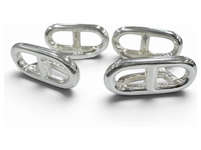 Hermès Hermes Vintage 925 Chaine d'Ancre Cufflinks Silvery