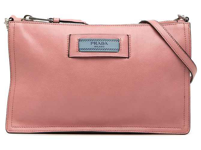 Bolso de Hombro Prada Pink Glace Calf Etiquette Rosa