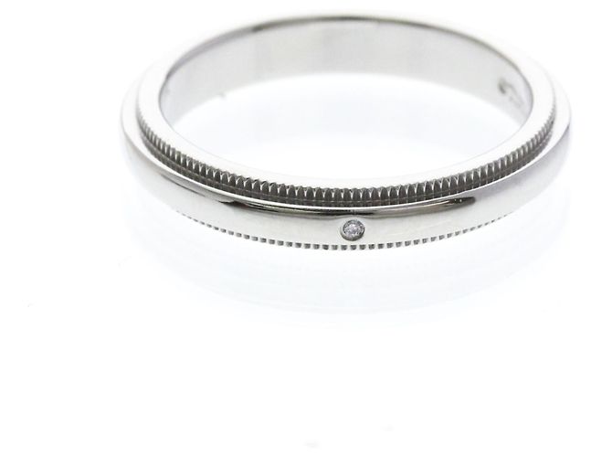 Tiffany & Co Tiffany Milgrain Platinring mit Diamant Silber