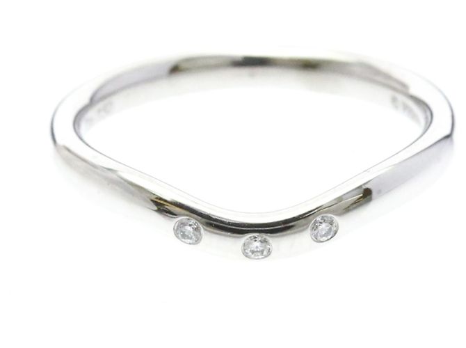 Tiffany & Co Tiffany Curved Band Ring mit 3 Diamonds Silber
