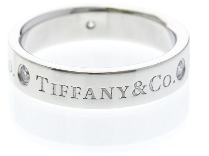 Tiffany & Co Anel Tiffany Flat Band com 3 Diamonds Prata
