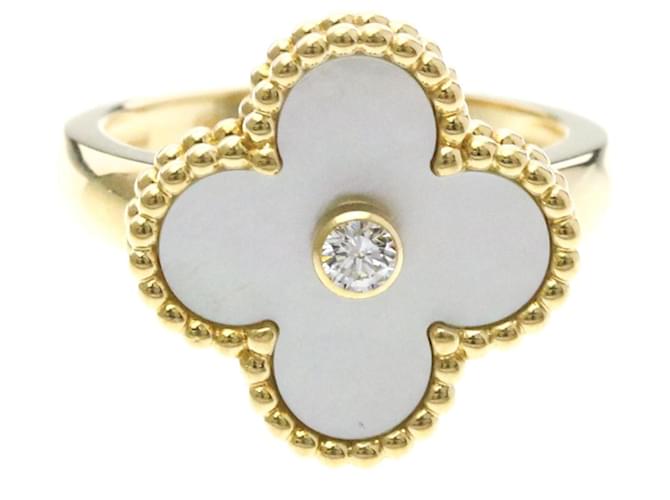 Van Cleef & Arpels Vintage Alhambra Mother of Pearl Band Ring Golden 
