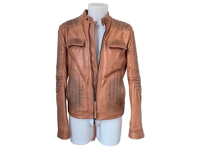 Dsquared2 Herren Lederjacke Braun Karamell