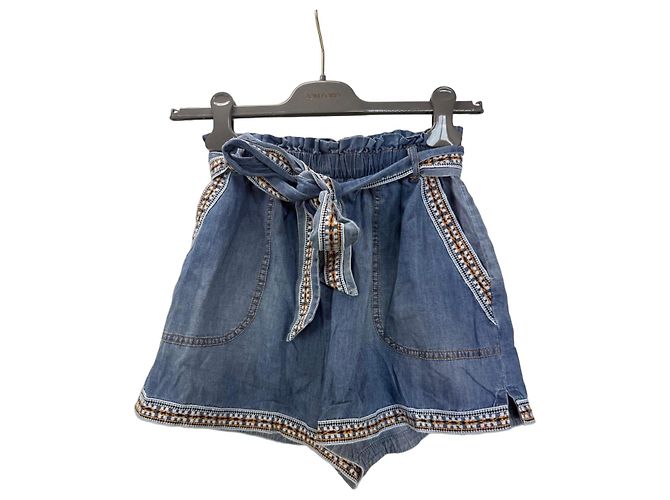 Ermanno Scervino Short Royal Denim Beachwear Branco Azul Laranja