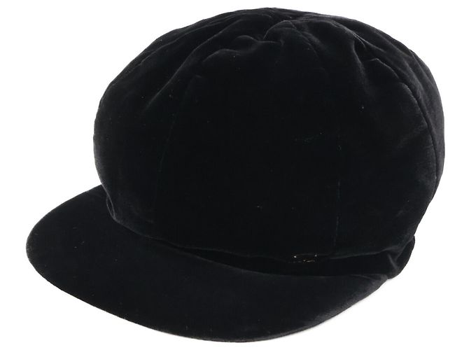Chanel Coco Mark Velour Casket Hat Black