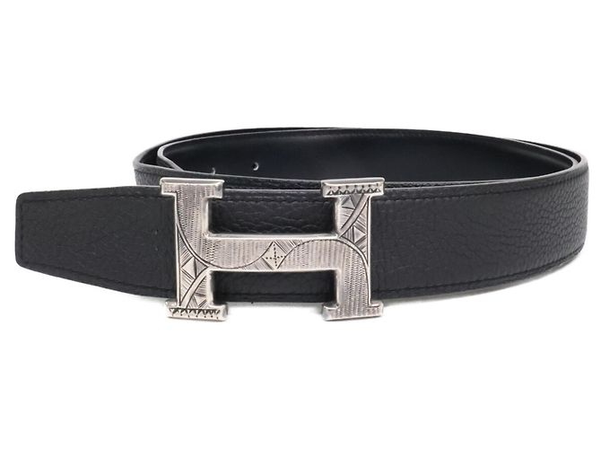 Hermès Hermes Constance Gürtel in Schwarz und Silber