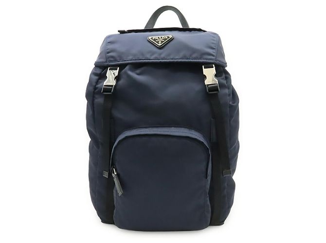 Mochila de nylon e couro Prada Azul