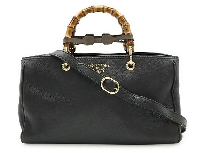 Sac cabas Gucci Bamboo Shopper Medium en cuir Noir