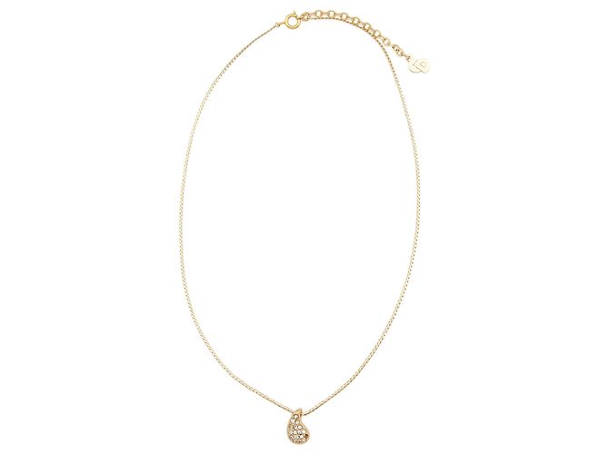 Collana Dior Vintage Crystal Teardrop D'oro Metallico