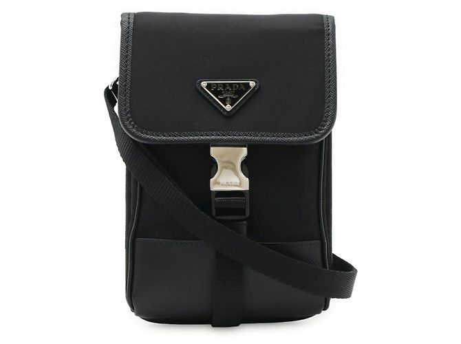 Capa para smartphone e bolsa 2WAY com logotipo de triângulo em nylon Prada Preto