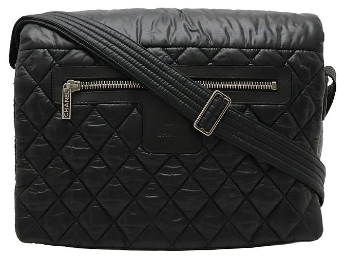 Borsa a tracolla Chanel Coco Cocoon in nylon e pelle Nero