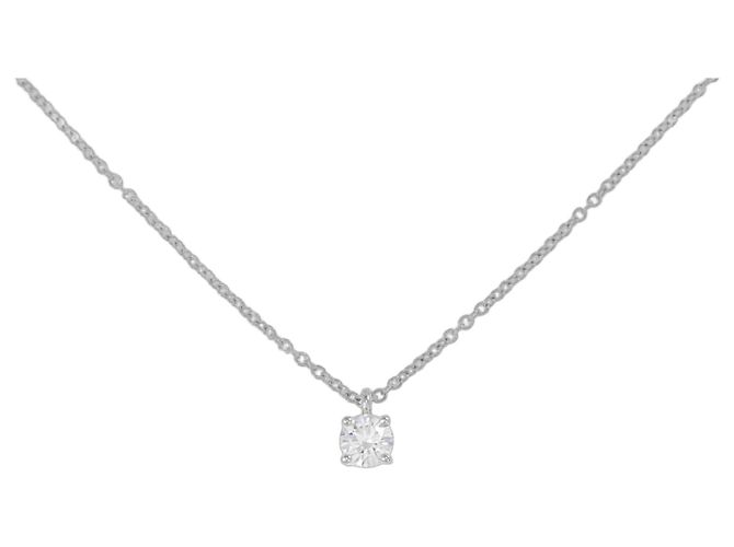 Tiffany & Co Tiffany Solitaire Platin Diamant Halskette Silber