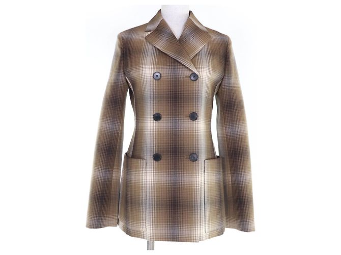 Giacca in lana a quadri Christian Dior Marrone