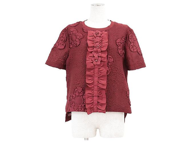 Top de mezcla de lana jacquard con motivos florales Fendi Roja