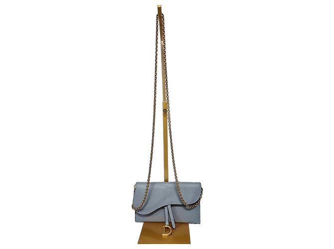 Christian Dior Nano Saddle Chain Pouch Azul