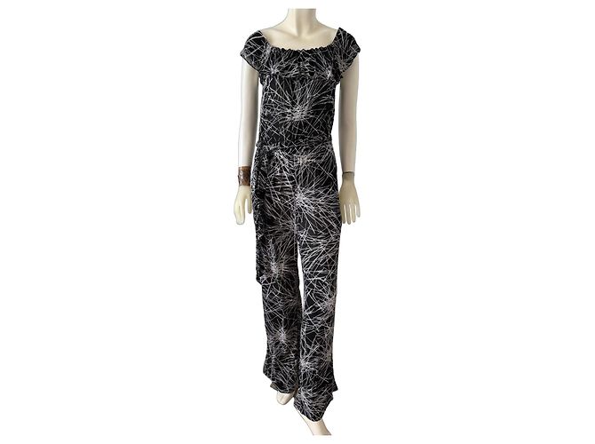 Diane von Furstenberg Tuta DVF Adele Nero Bianco