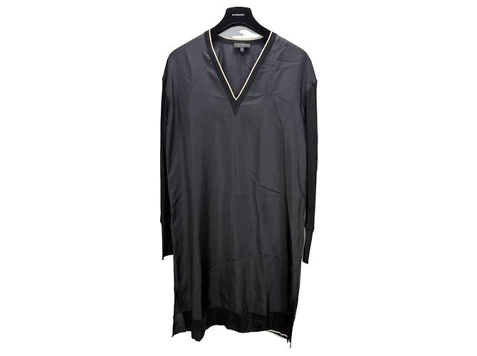 Rag & Bone Vestido de seda preto decote V