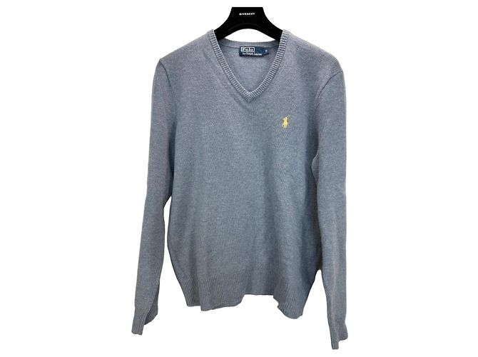 Polo Ralph Lauren V-Ausschnitt Pullover aus Lammwolle Grau