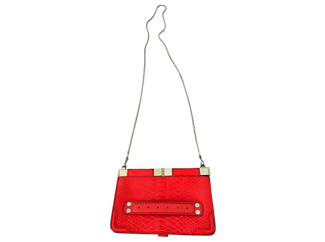 Proenza Schouler Schultertasche aus rotem Leder mit Python-Prägung