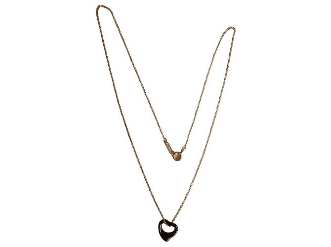 Tiffany & Co. Elsa Peretti Open Heart Halskette aus Jade und Silber Schwarz